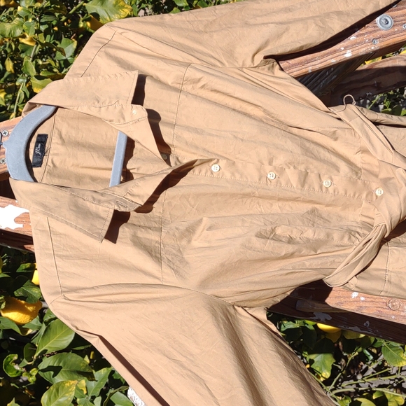 J. Crew Fit and Flare Cotton Dress Collar Button Down Tan S - Picture 2 of 11